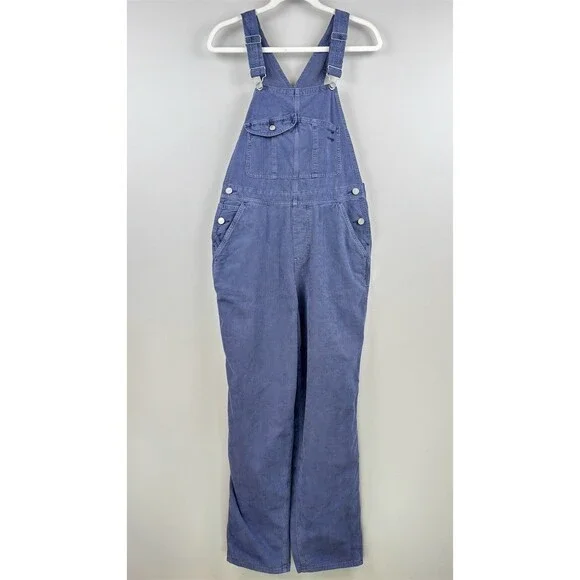 Outerknown Voyage Corduroy Overalls Womens Cornflower Blue Adjustable Straps - Picture 5 of 10
